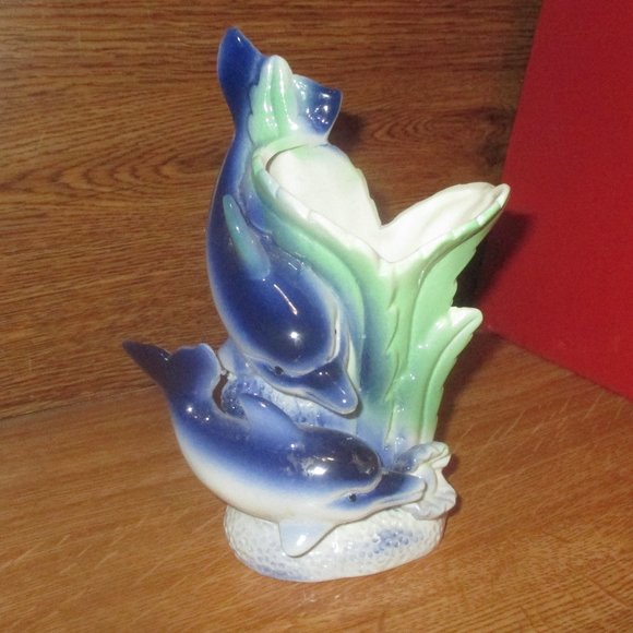 Ceramic 2 Dolphin Decoration Planter - Picture 1 of 7